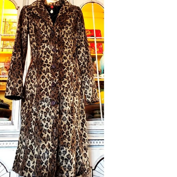 Vintage Betsey Johnson New York Leopard Velvet Snake Overlay Dress Coat Jacket S - Picture 9 of 14